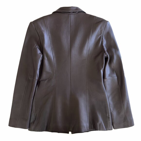 EUC Designer Genuine Leather Jones New York Brown Zip Front Jacket Small - Picture 2 of 6